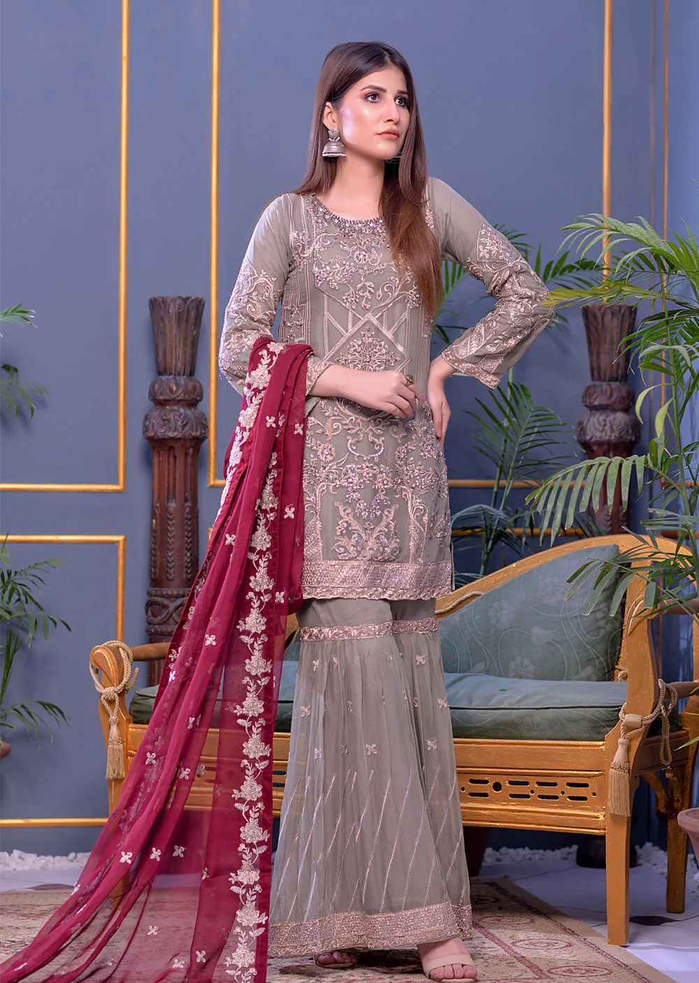 0934 - Passion - Readymade Green Shararah Suit