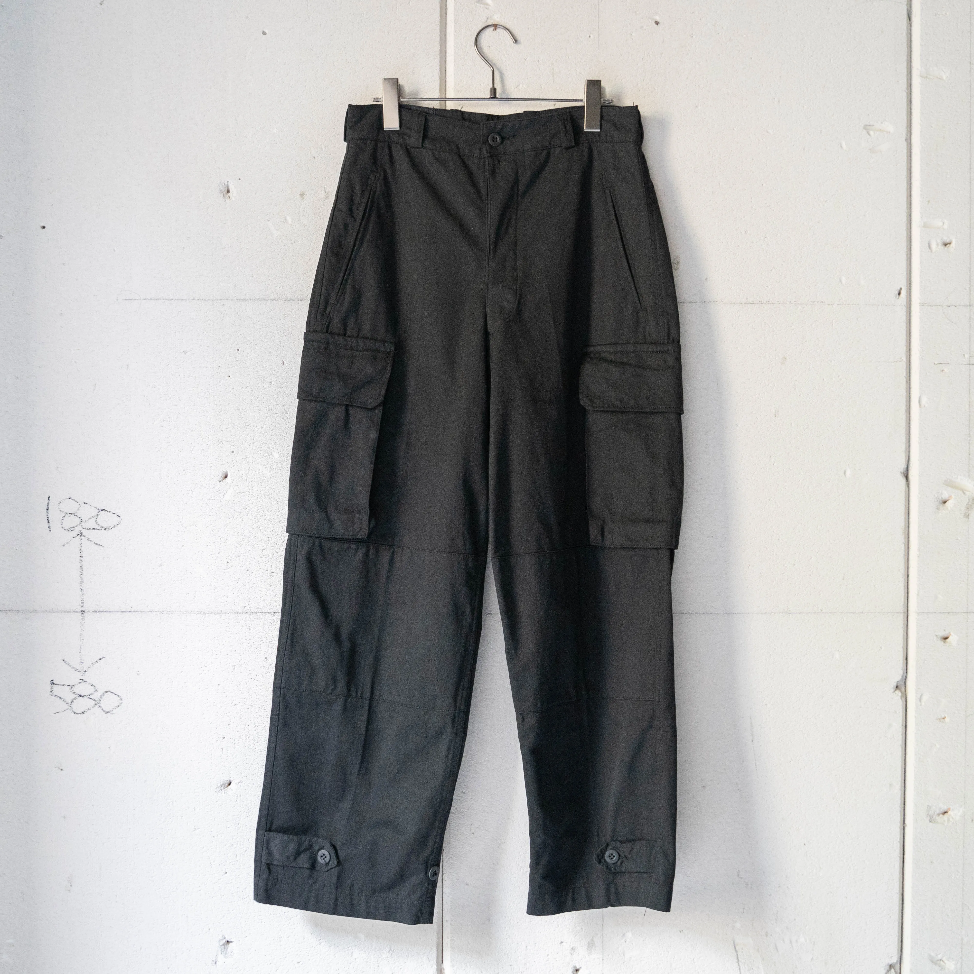 1950-60s French military M47 cargo pants size21 'dead stock' -black dyed-