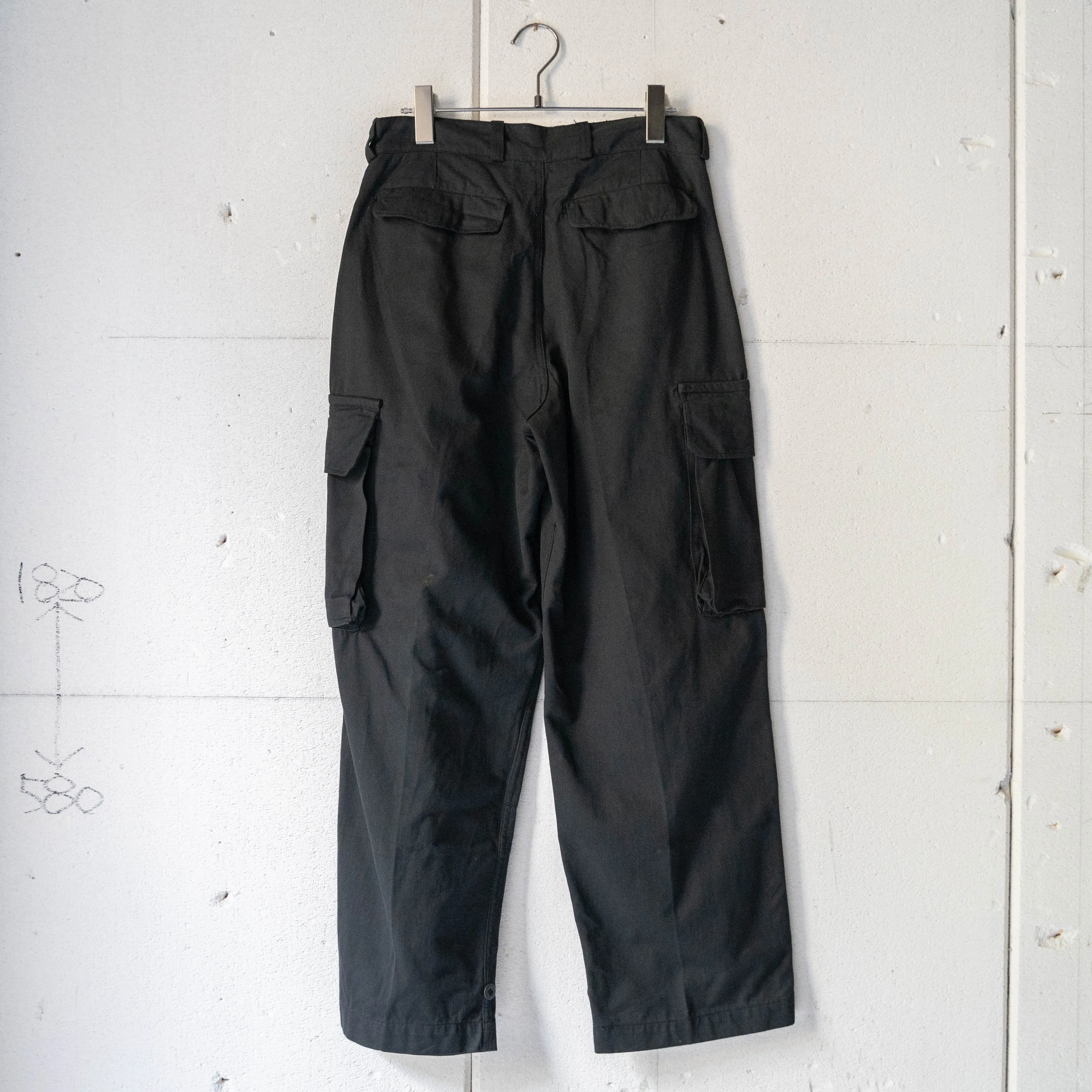 1950-60s French military M47 cargo pants size21 'dead stock' -black dyed-