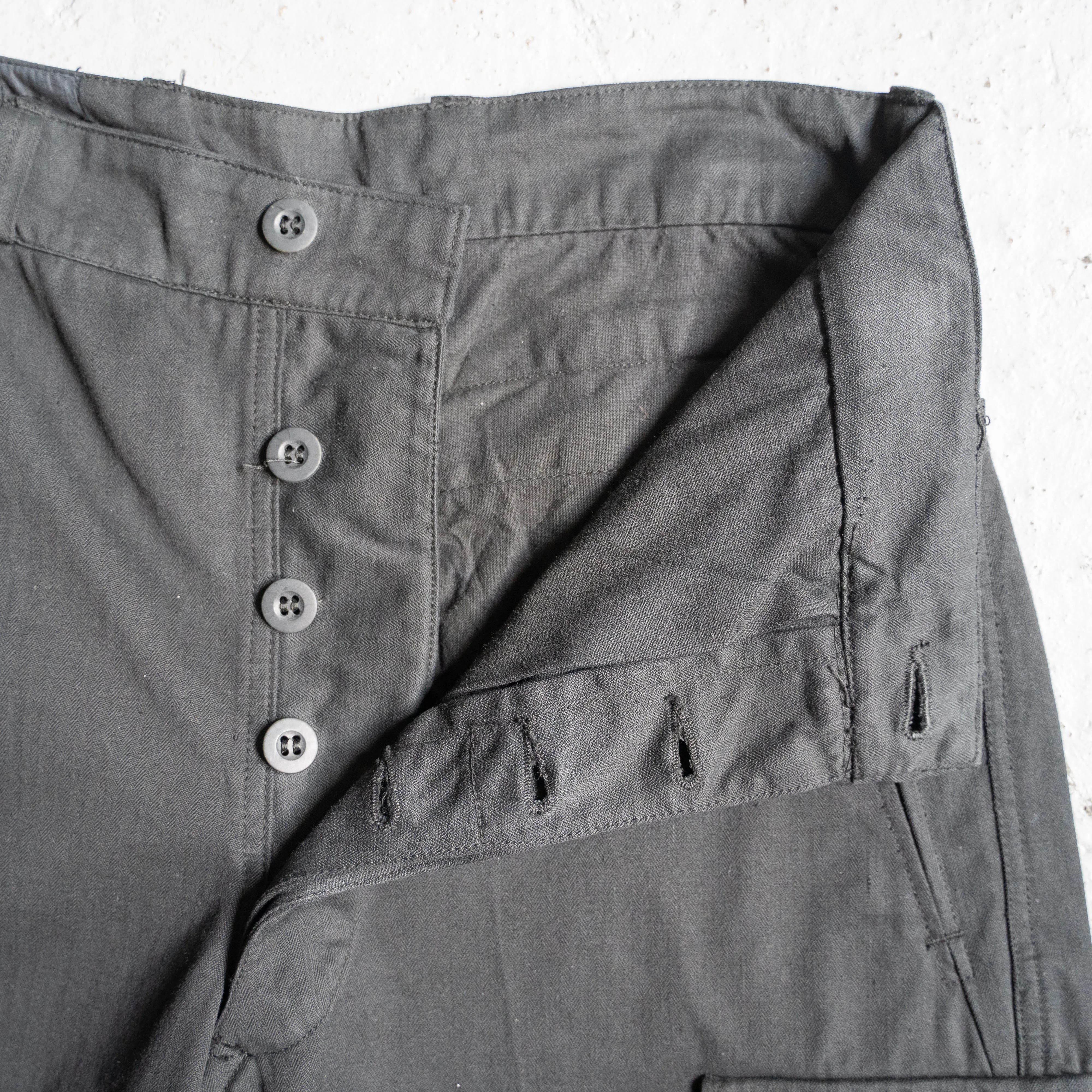 1950-60s French military M47 cargo pants size21 'dead stock' -black dyed-