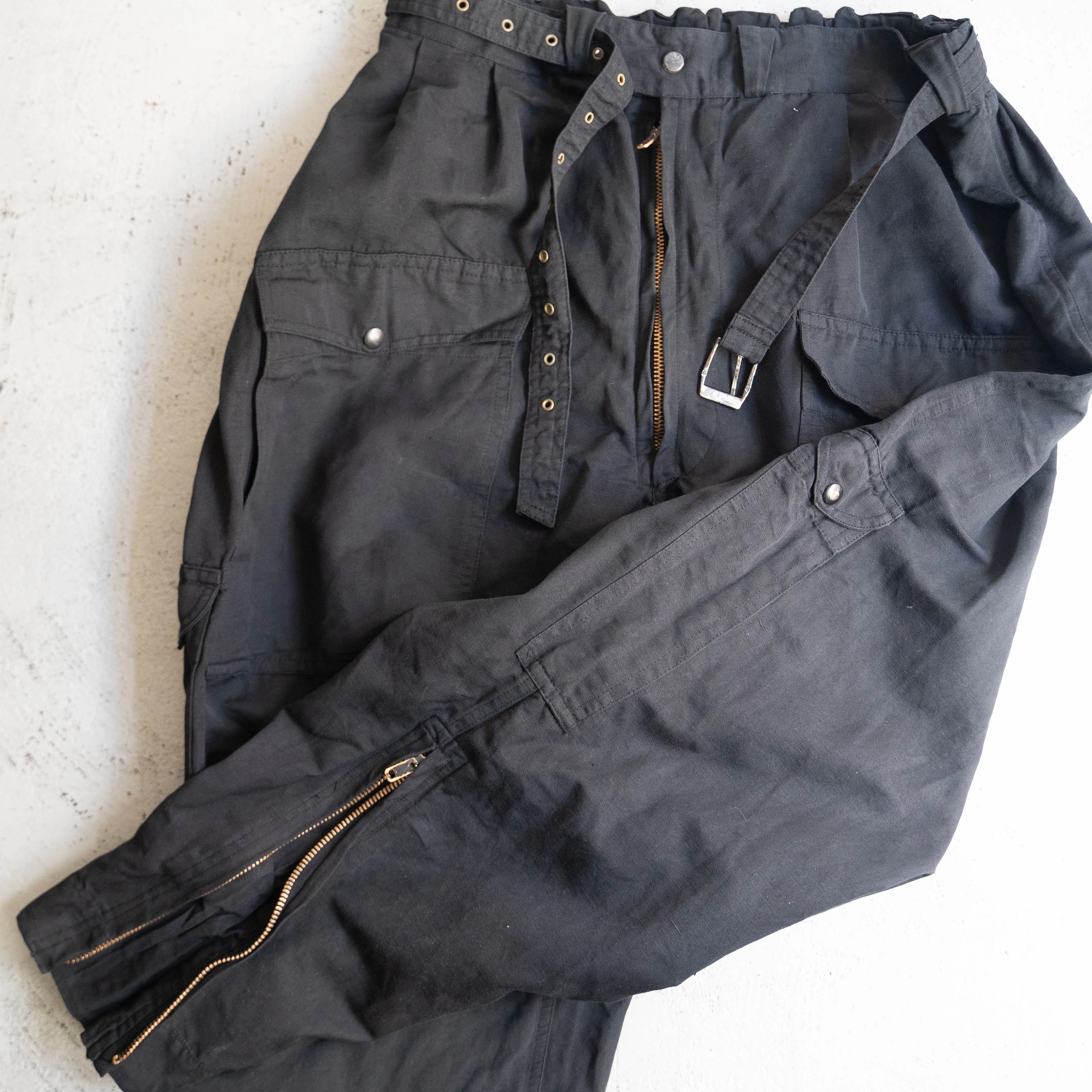 1960-80s Italian military helicrew pants 'dead stock' -black dyed-