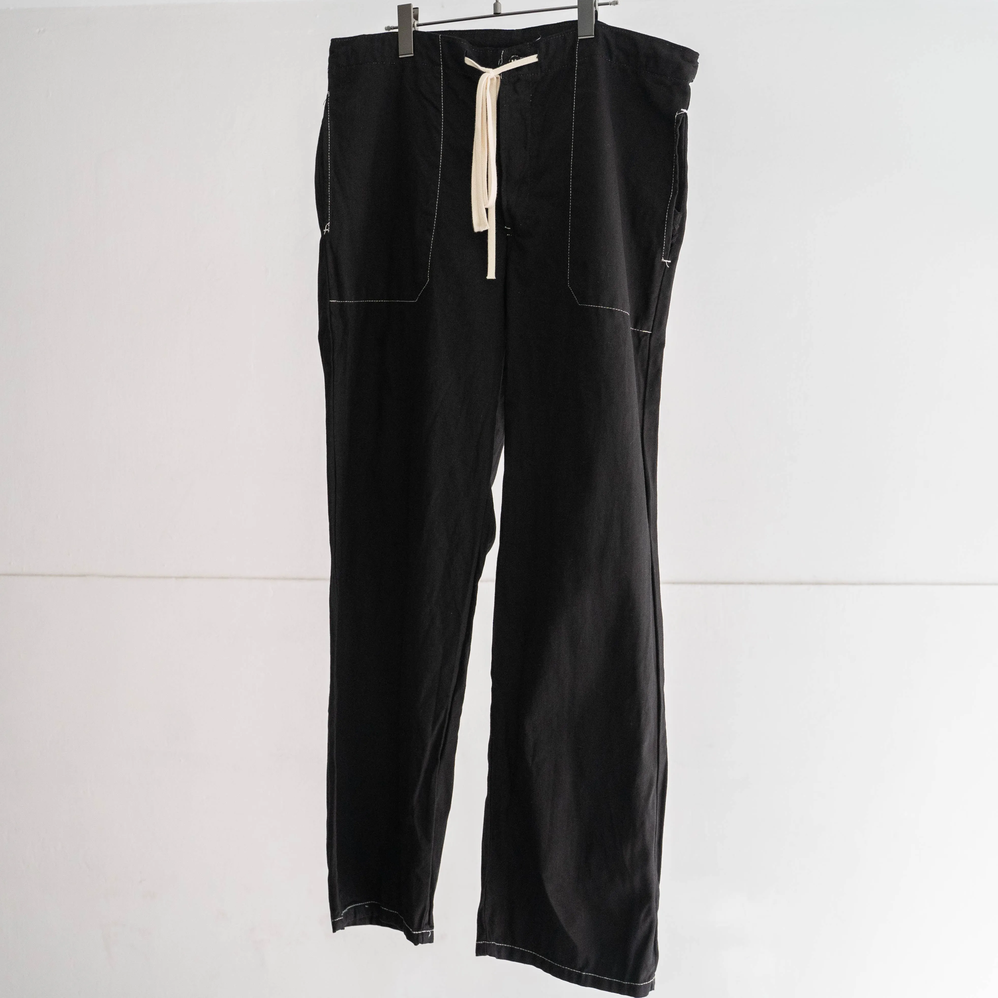 1980s germany military black color HBT work pants -dead stock- 'waist code remake' -black dyed-