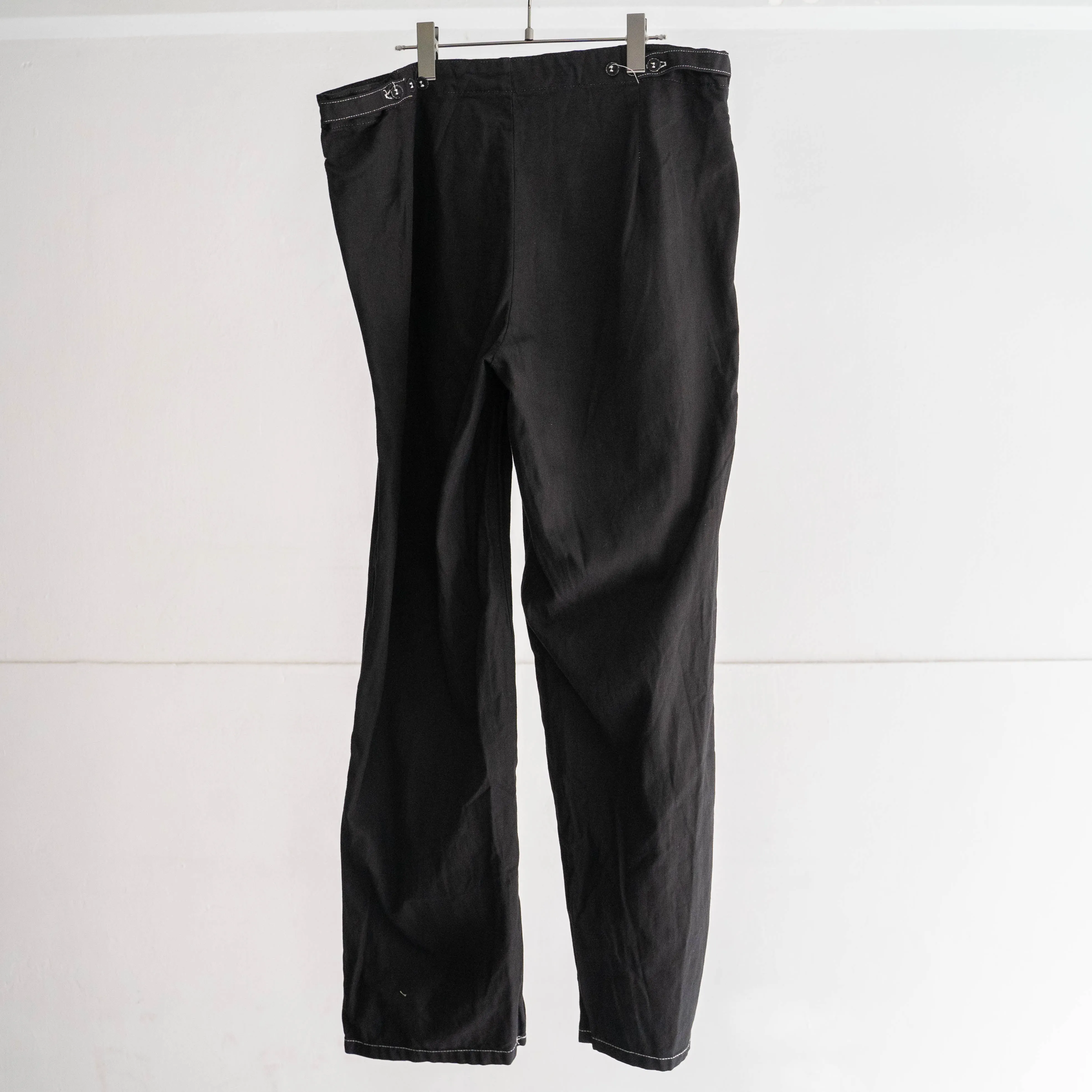 1980s germany military black color HBT work pants -dead stock- 'waist code remake' -black dyed-