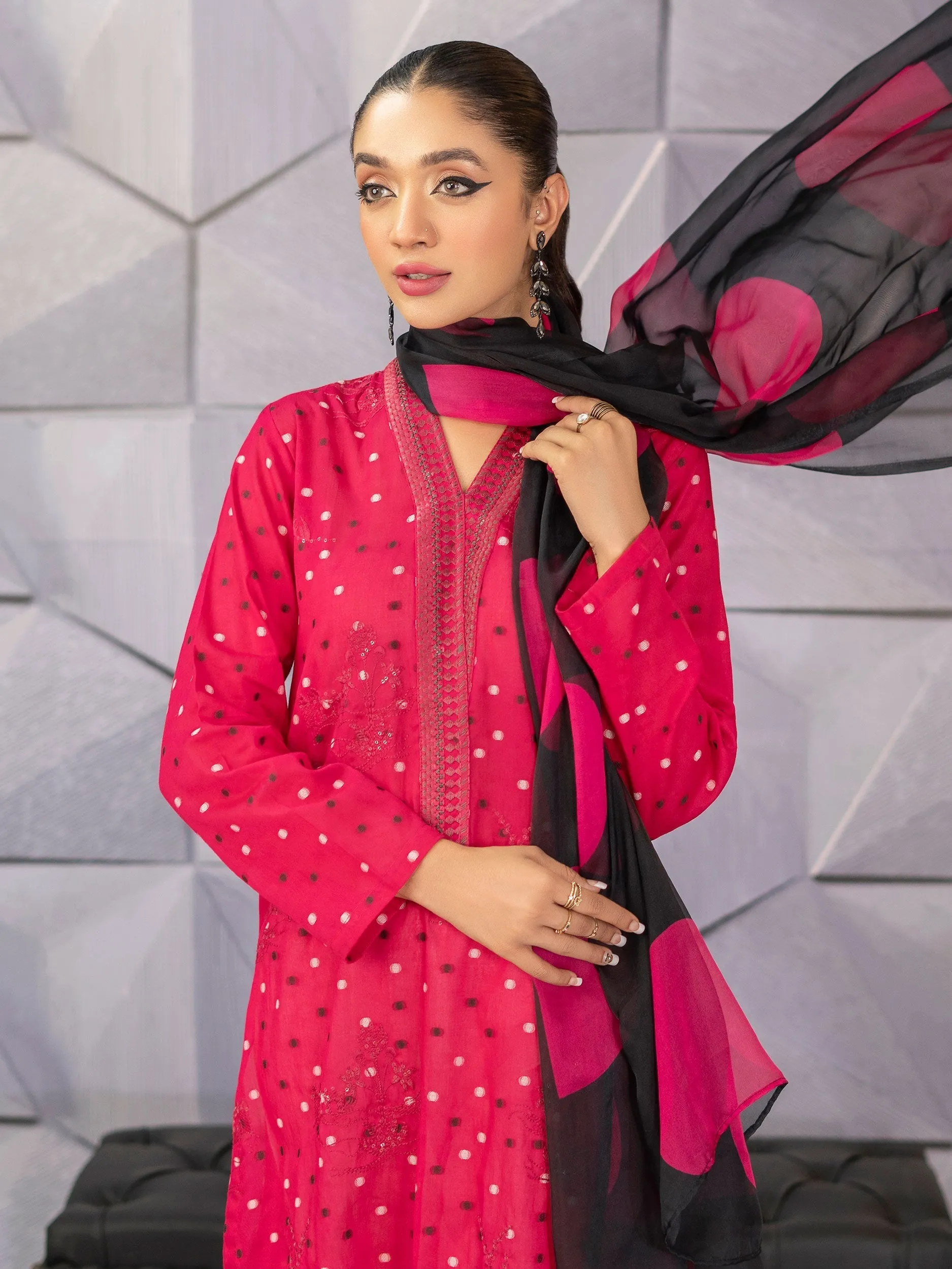 2 Piece Jacquard Suit-Embroidered (Unstitched)