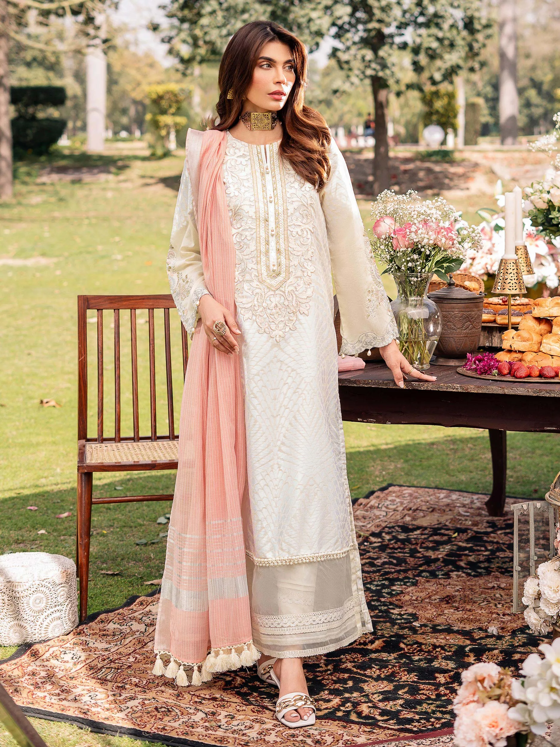 2 Piece Jacquard Suit-Embroidered (Unstitched)