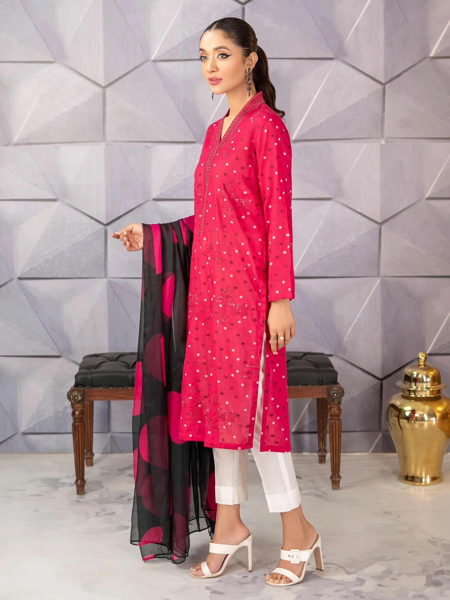 2 Piece Jacquard Suit-Embroidered (Unstitched)