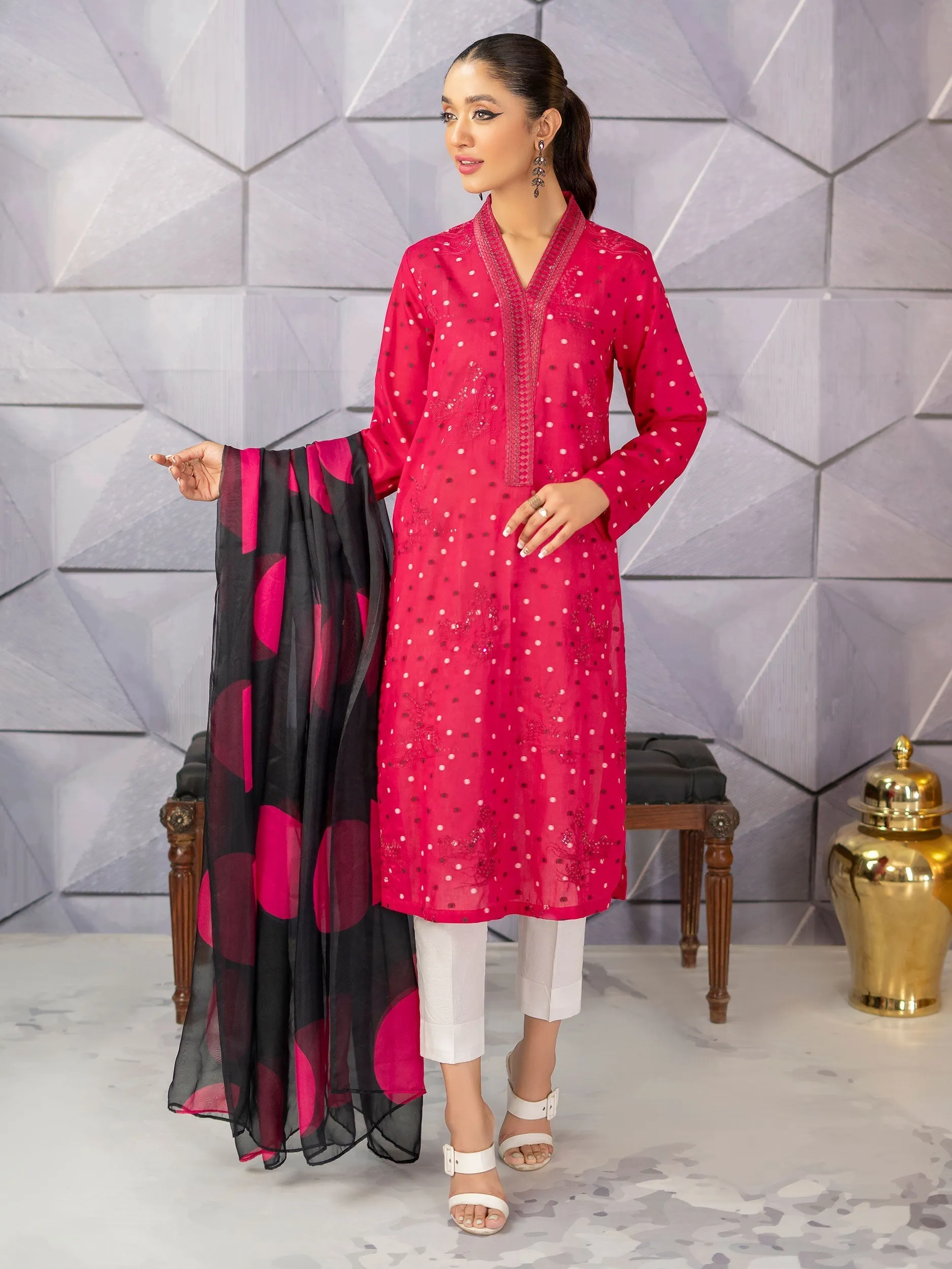 2 Piece Jacquard Suit-Embroidered (Unstitched)