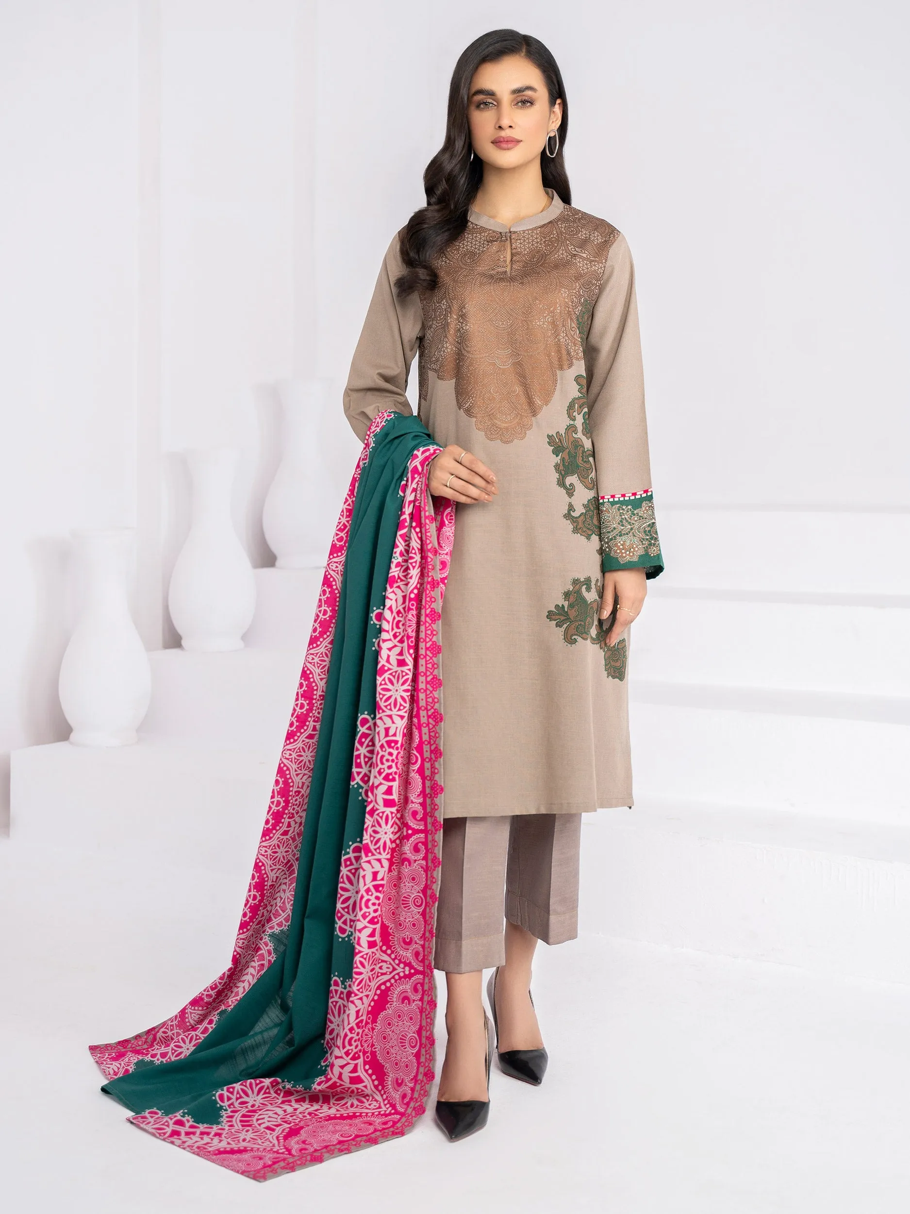 2 Piece Khaddar Suit-Pasted (Unstitched)