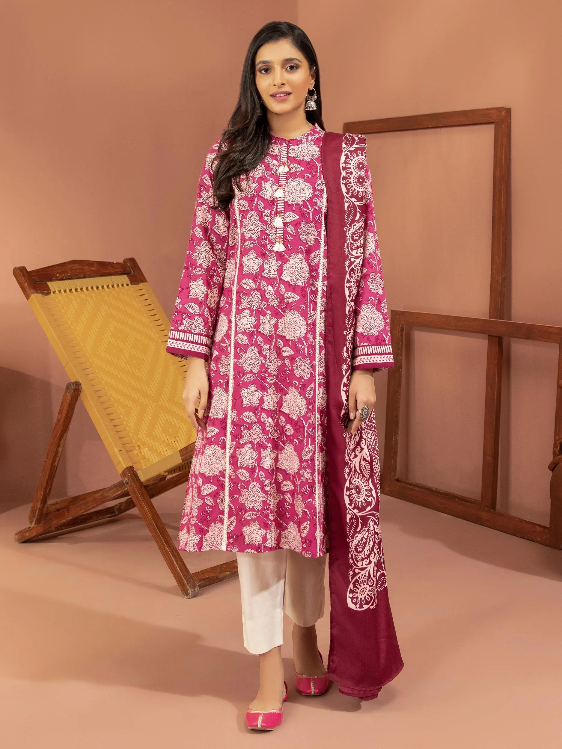 2 Piece Khaddar Suit-Printed (Unstitched)