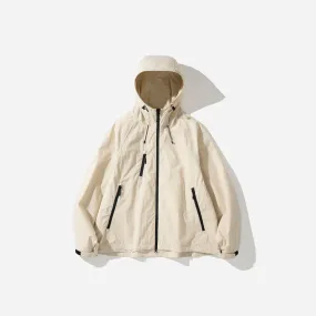 3 POCKET HOODED WIND JACKET - LIGHT BEIGE