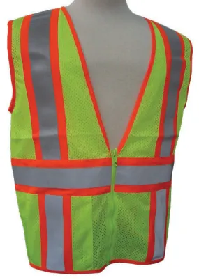 3A Safety - ANSI Certified Mesh Flagger Safety Vest Lime Color Size Large