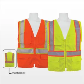 3A Safety - ANSI Certified Multi-pocket Safety Vest with Mesh Back Lime Color Size 5X-large