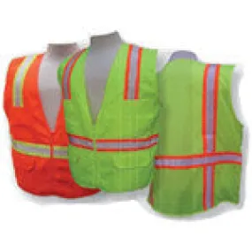 3A Safety - Multi-Pocket Surveyor's Safety Vest - Solid/Mesh Lime Color Size 4X-large