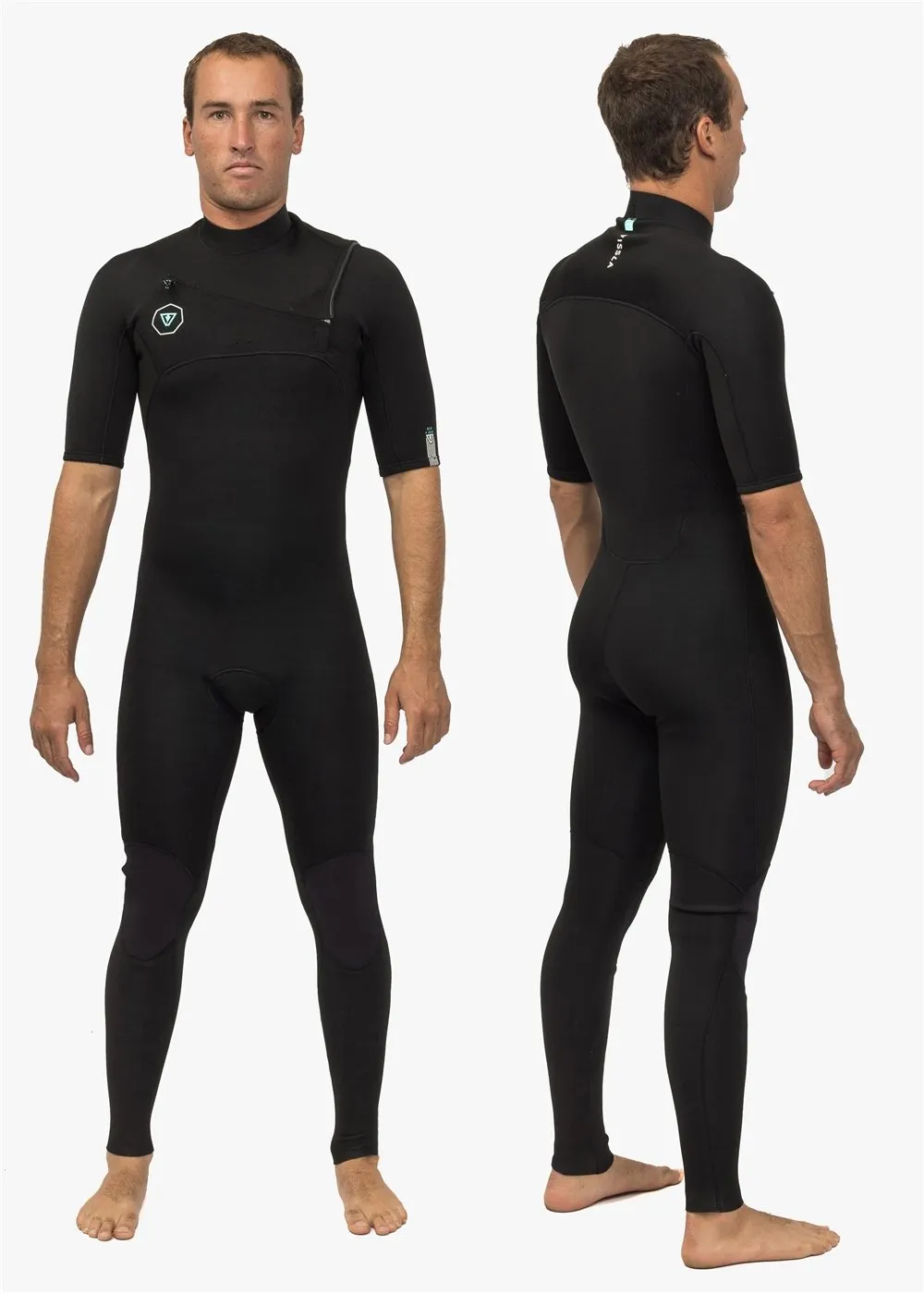 7 Seas 2-2 Short Sleeve Chest Zip Wetsuit, BLK