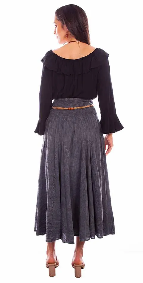 Acid Wash Cantina Skirt with Beaded Belt at Bourbon Cowgirl