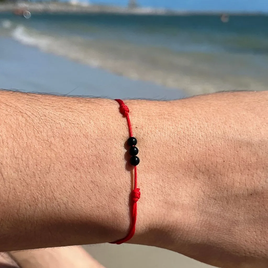 Adjustable Black Tourmaline Bead Bracelet