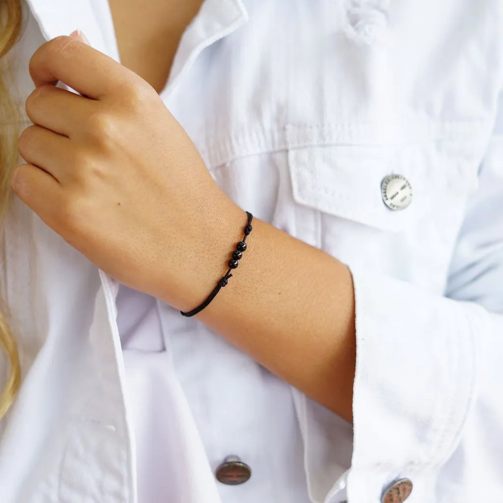 Adjustable Black Tourmaline Bead Bracelet