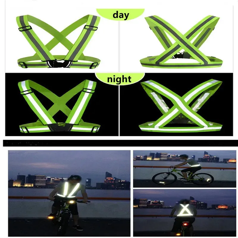 Adjustable Safety Reflective Visibility Striped Vest Jacket