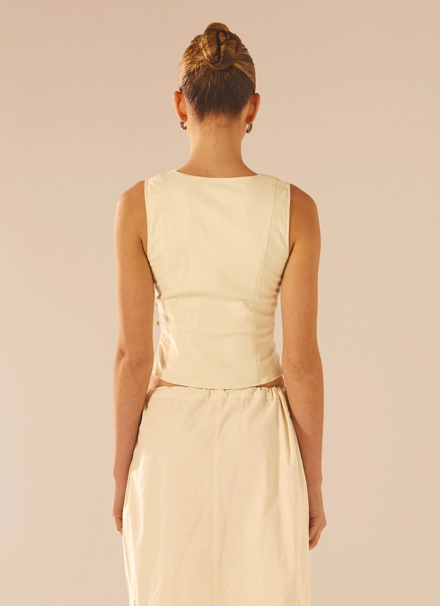 Alessa Tie Side Vest - Cream