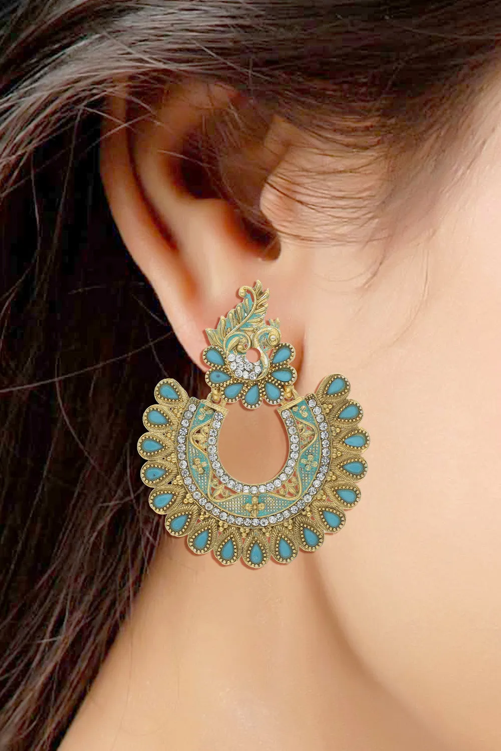 Alloy Chandbali Earring in Blue