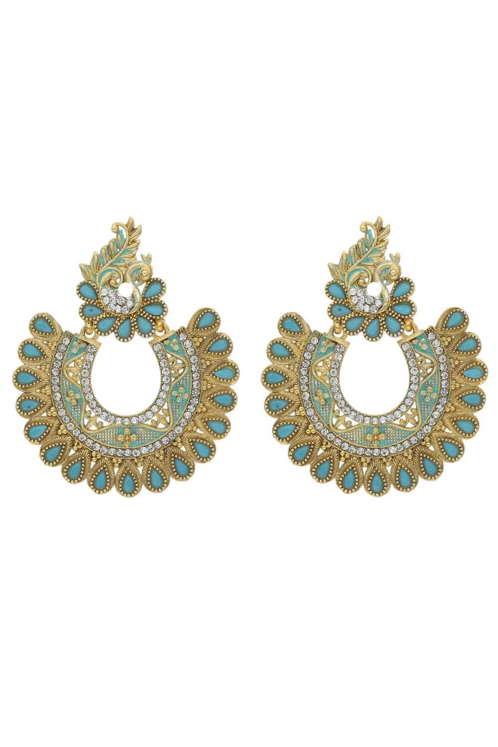 Alloy Chandbali Earring in Blue