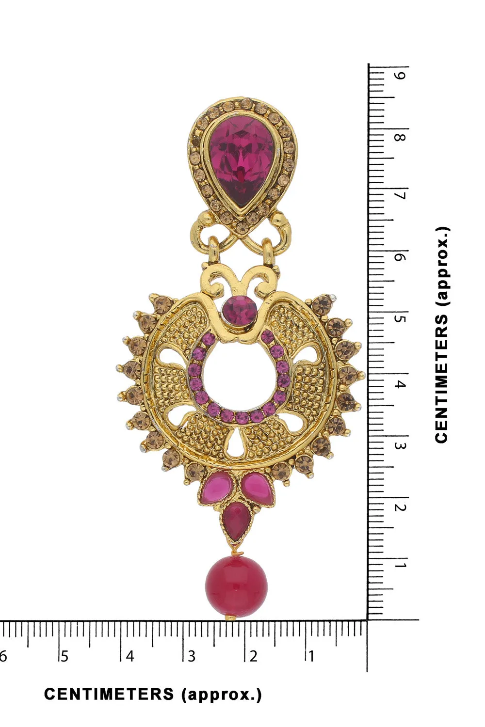 Alloy Chandbali Earring in Pink