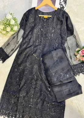 ALMS-58- Black Readymade Organza Suit