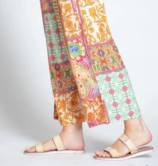 APNY Patchwork Pattern Crop Wide Leg Pant | Multi