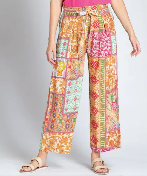 APNY Patchwork Pattern Crop Wide Leg Pant | Multi