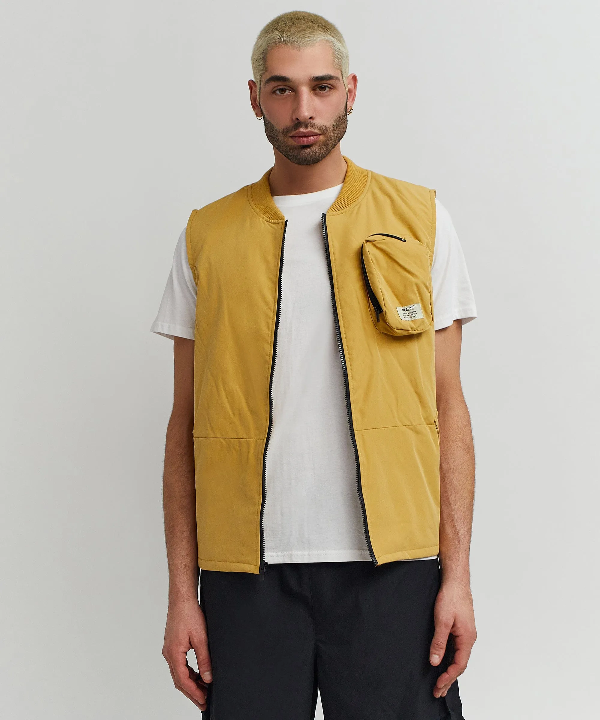 Bader Cotton Twill Color Block Utility Vest - Tan