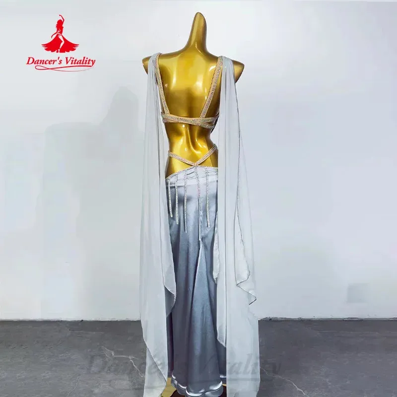 Belly Dance Performance Clothing Customized Exquisite Pearl High-end Satin Dress Oriental Dance Professional Competition Dresses