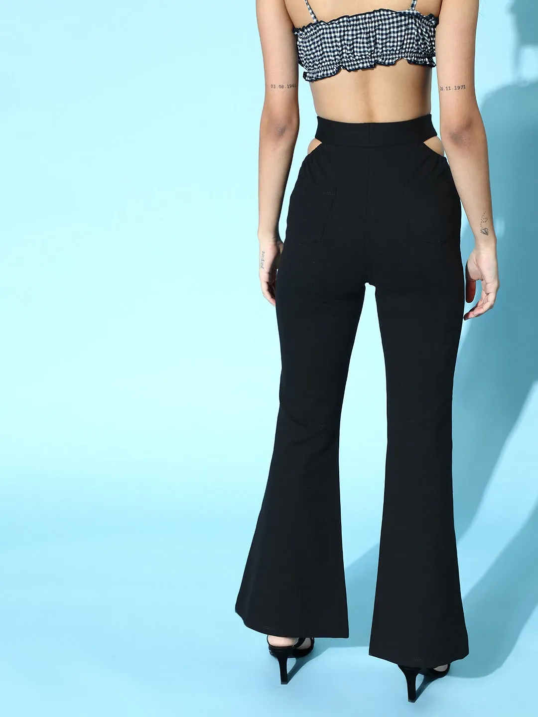 Black Side Cut Out Peekaboo Pants