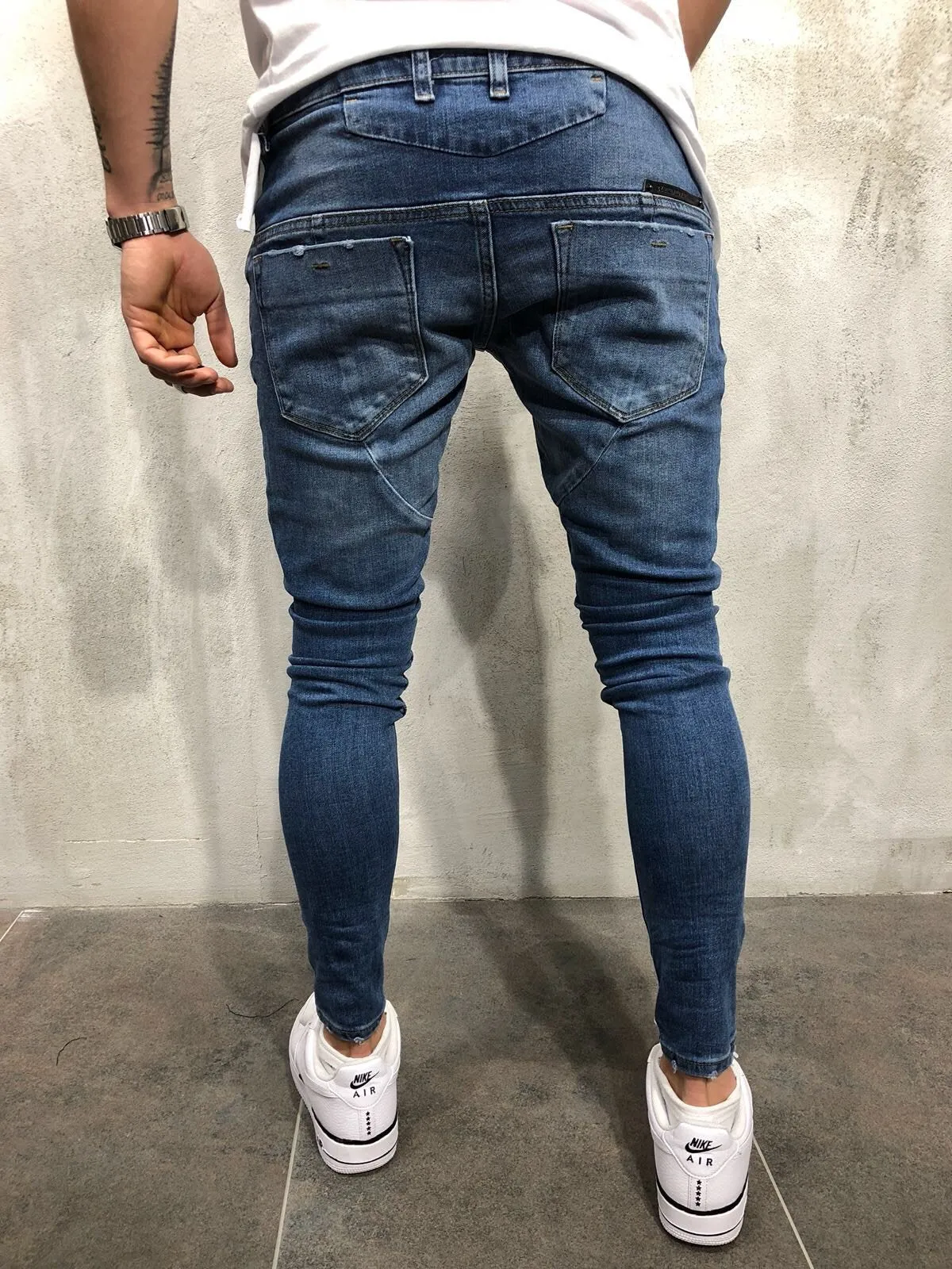 Blue Distressed Denim A39 Streetwear Denim Jeans