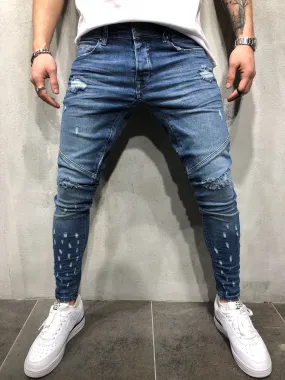 Blue Distressed Denim A39 Streetwear Denim Jeans