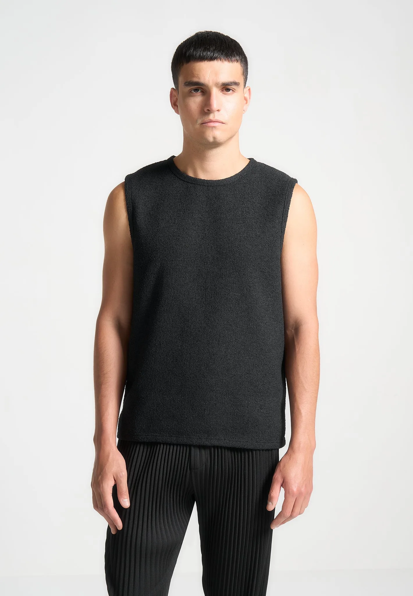 Boucle Boxy Vest - Black