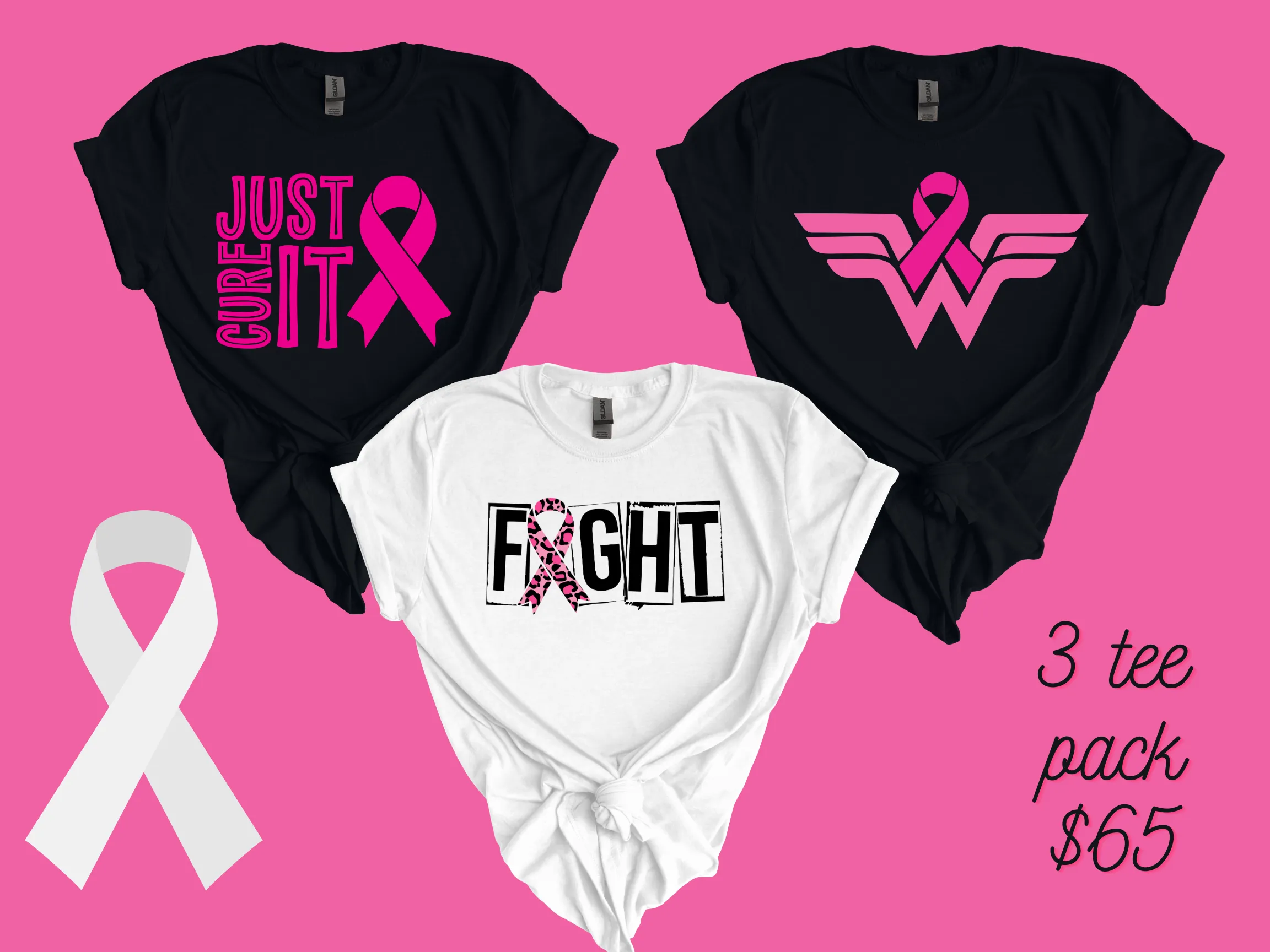 Breast Cancer 3 pkg Tees Option A