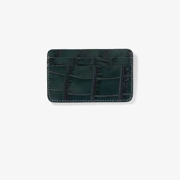 Business Card Case - Embossed Croc :: Dark Green