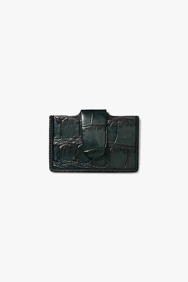 Business Card Case - Embossed Croc :: Dark Green