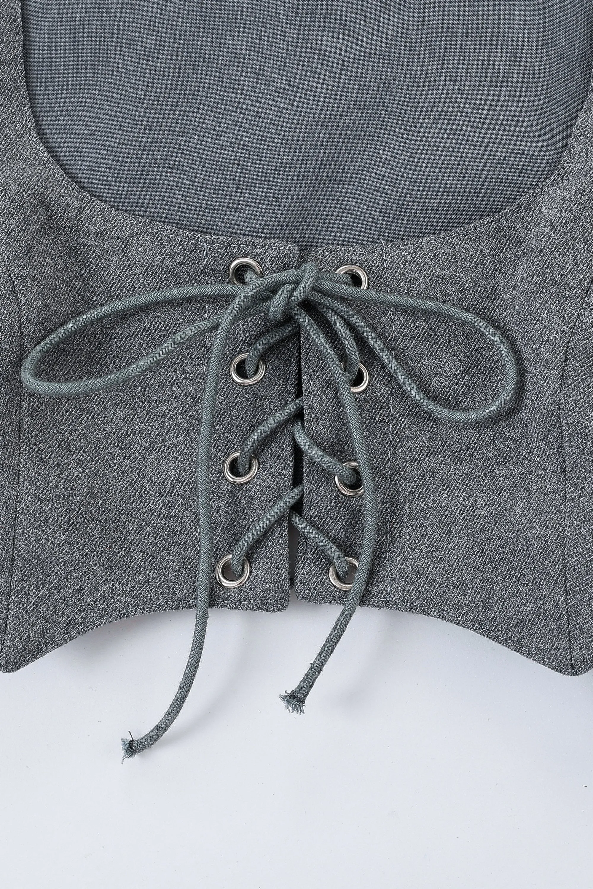 Business Lady Lace Up Corset Top Gray