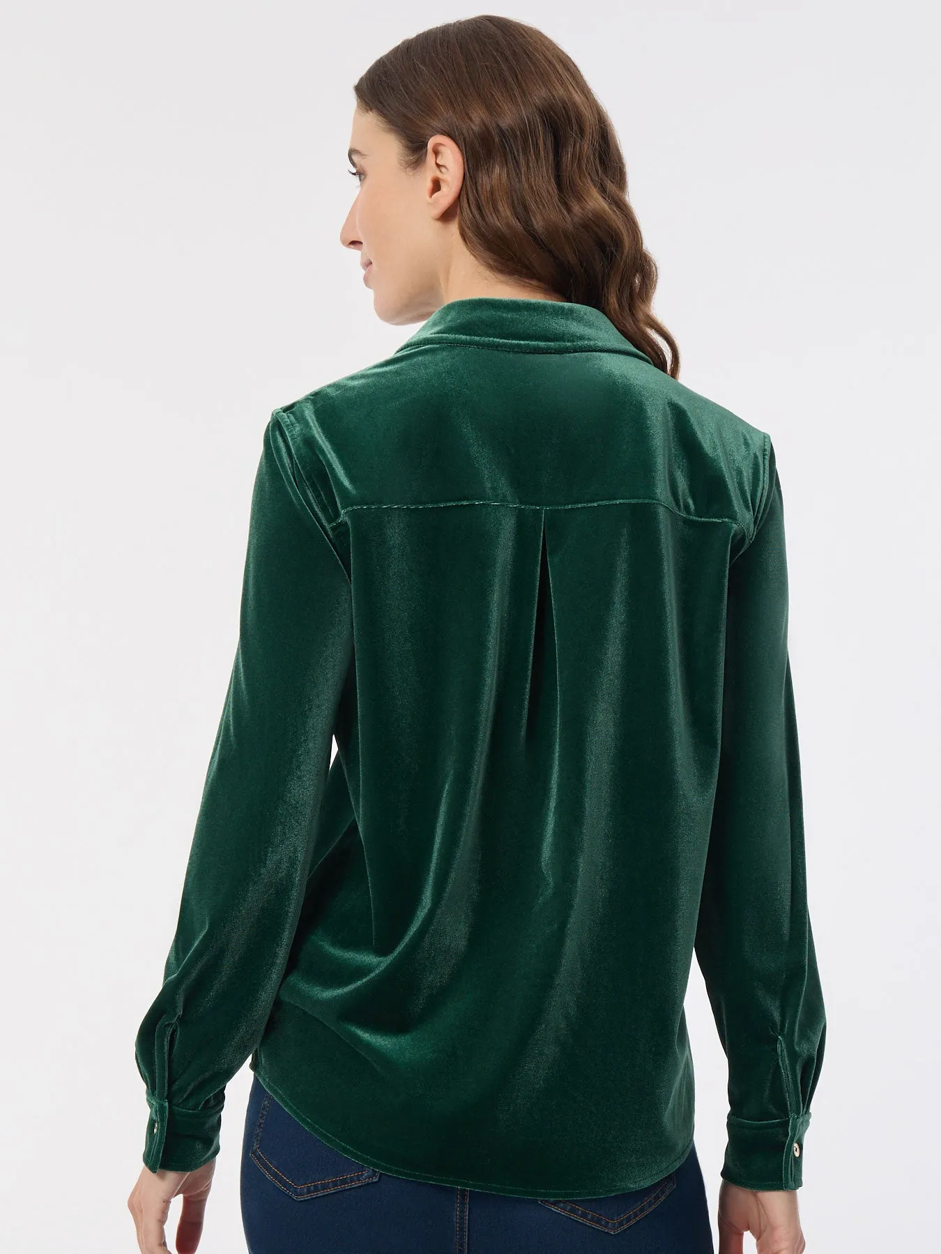 Button-Front Velour Utility Shirt