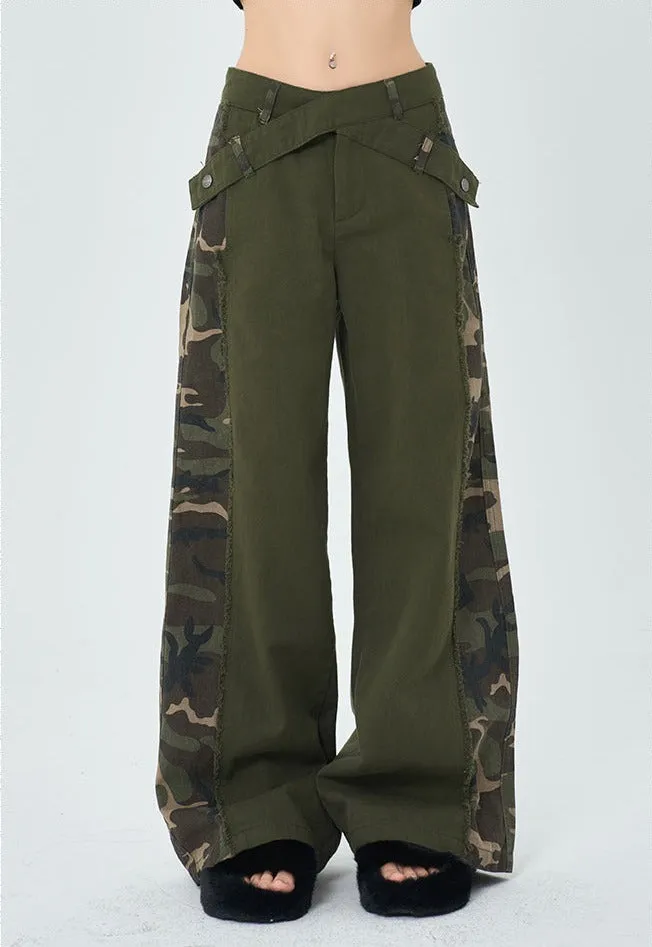 Camo Side-Stripe Straight Jeans