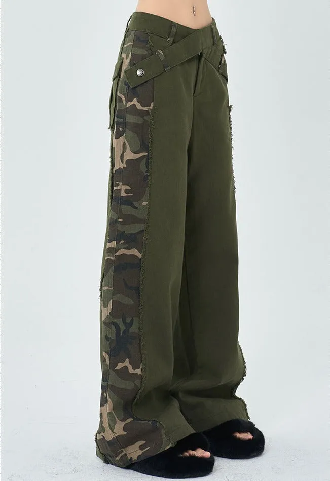 Camo Side-Stripe Straight Jeans