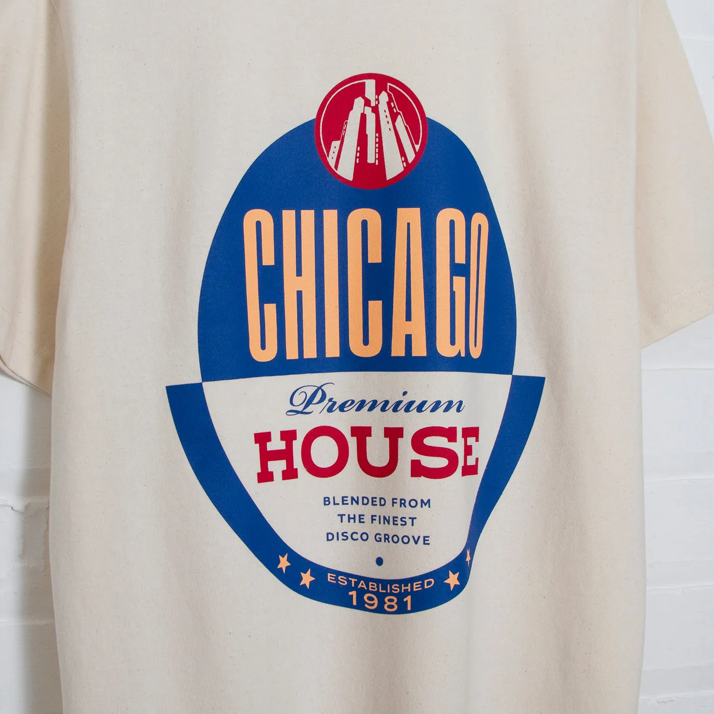 Chicago House Front Print - Tshirt - Natural