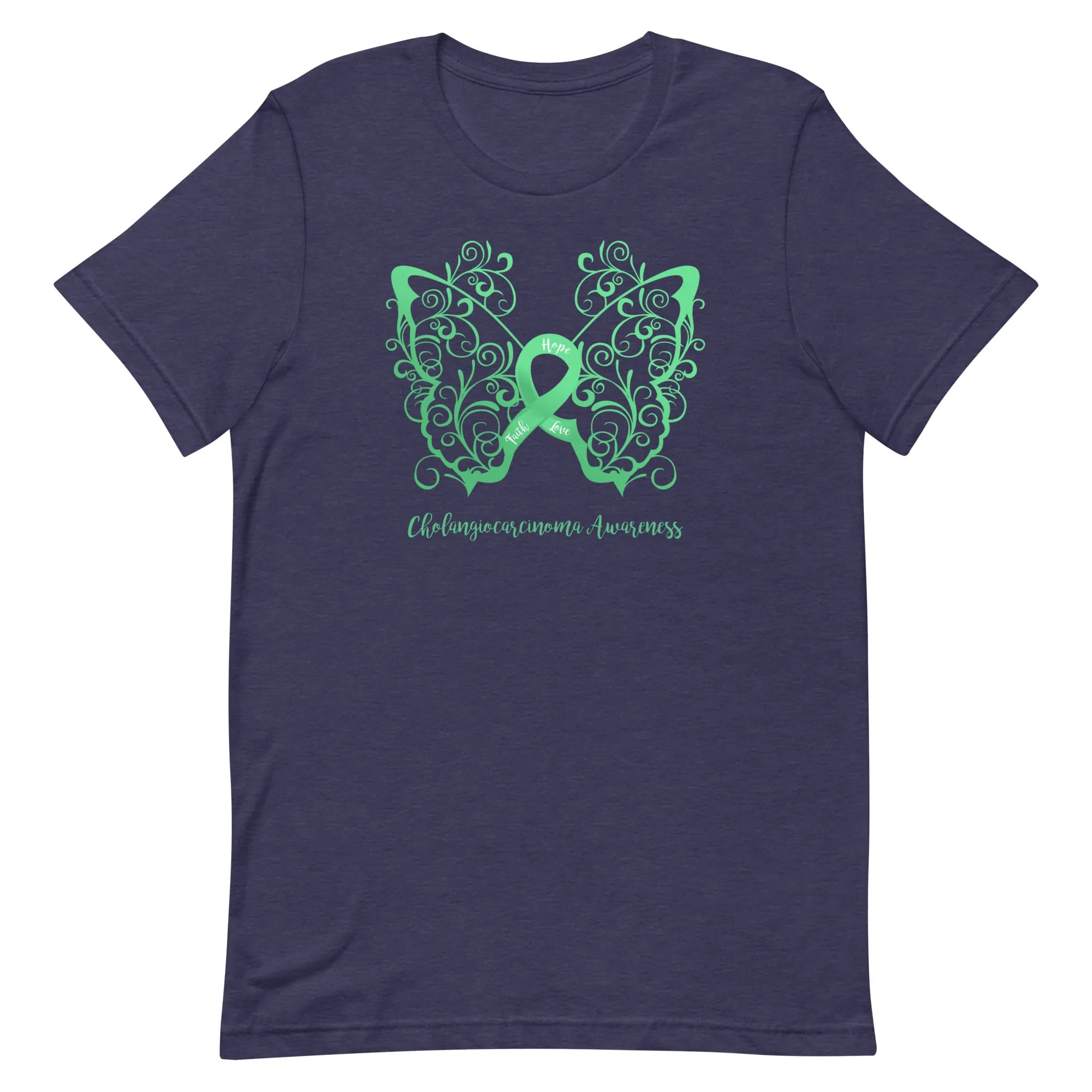 Cholangiocarcinoma Awareness Filigree Butterfly T-Shirt