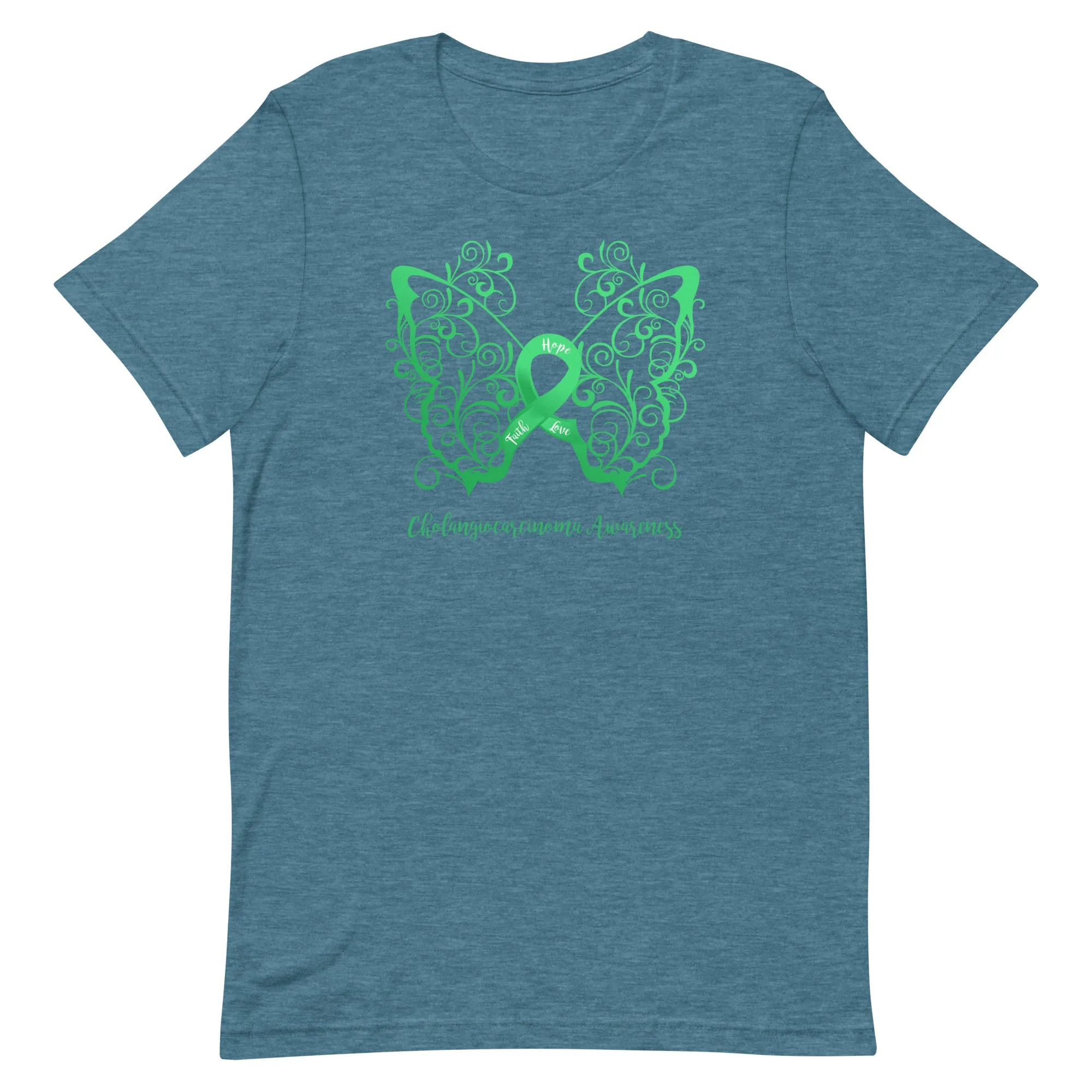 Cholangiocarcinoma Awareness Filigree Butterfly T-Shirt