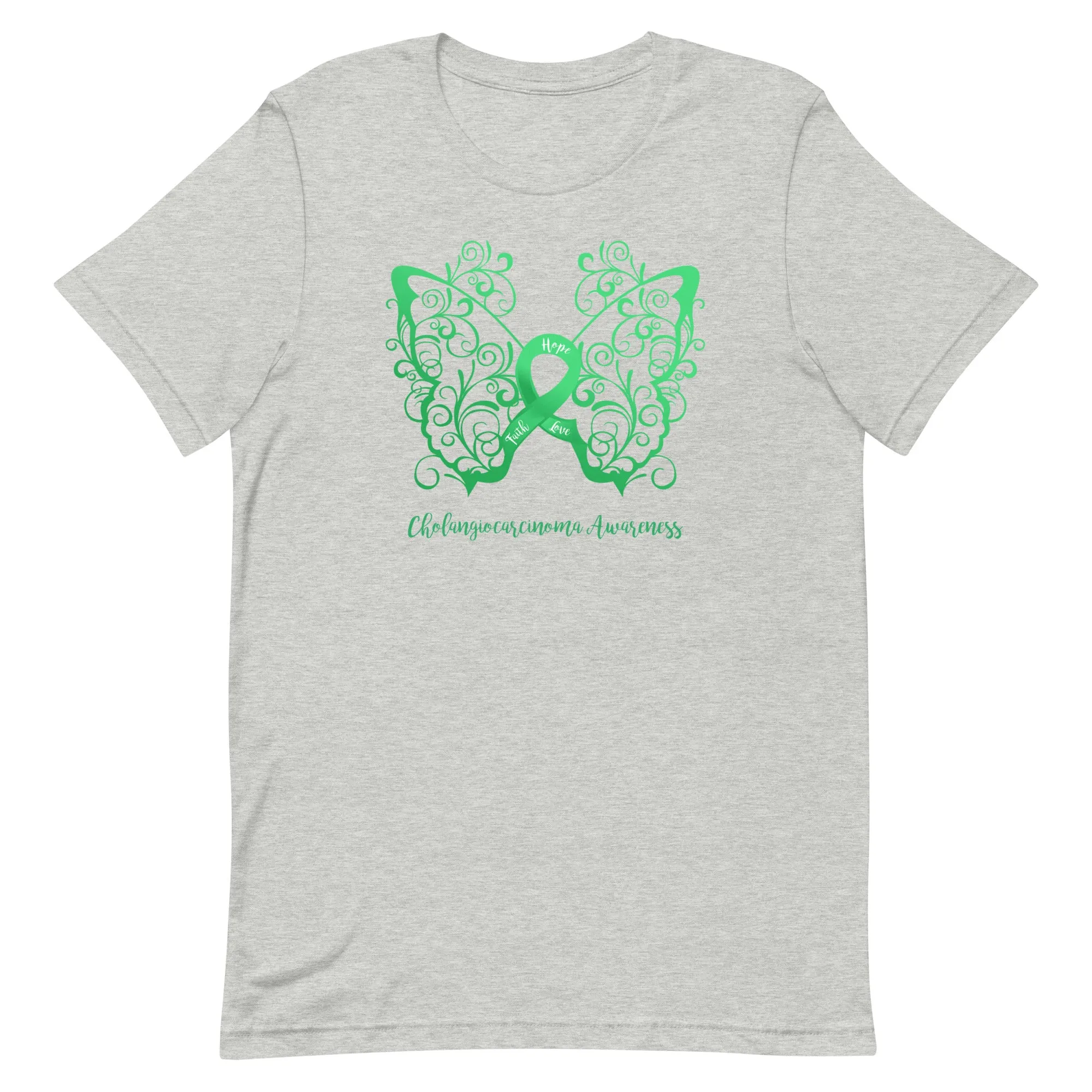 Cholangiocarcinoma Awareness Filigree Butterfly T-Shirt