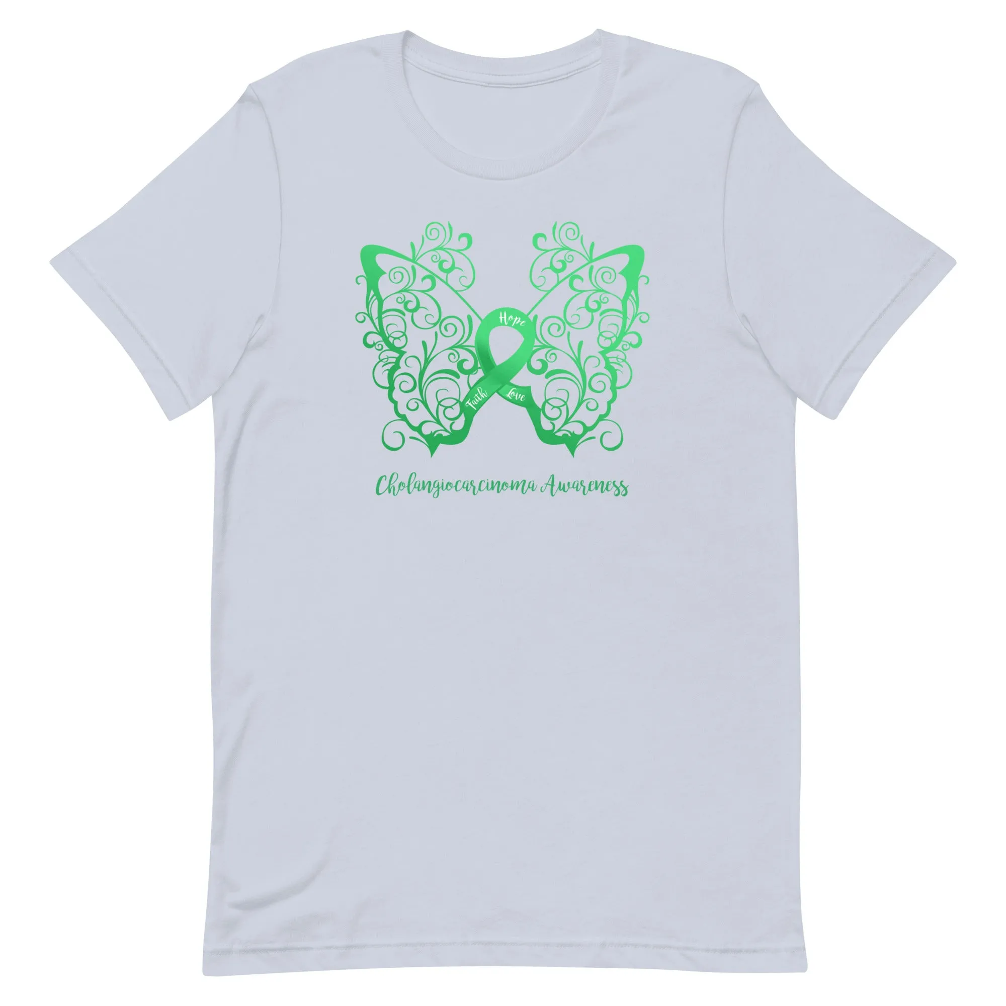 Cholangiocarcinoma Awareness Filigree Butterfly T-Shirt