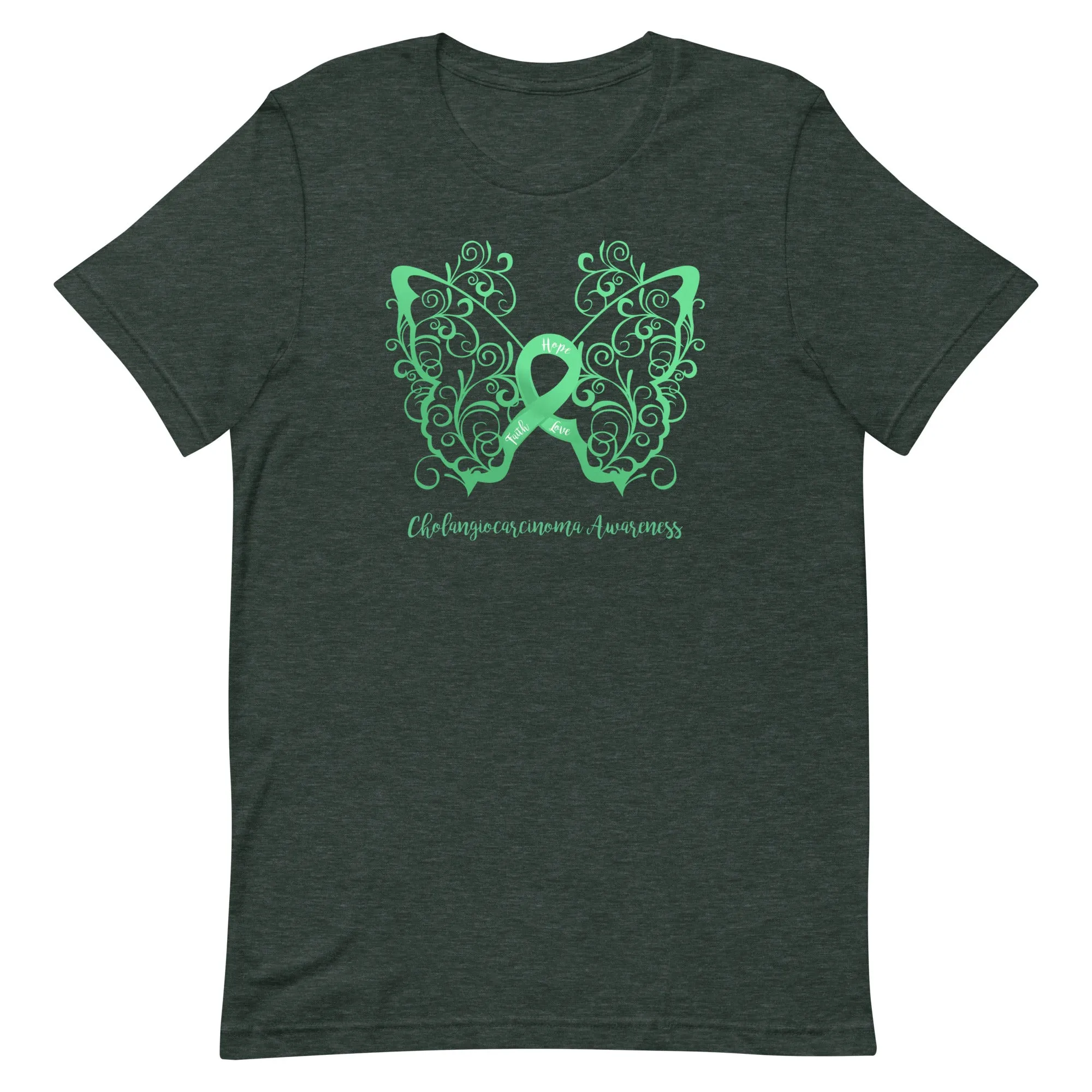 Cholangiocarcinoma Awareness Filigree Butterfly T-Shirt