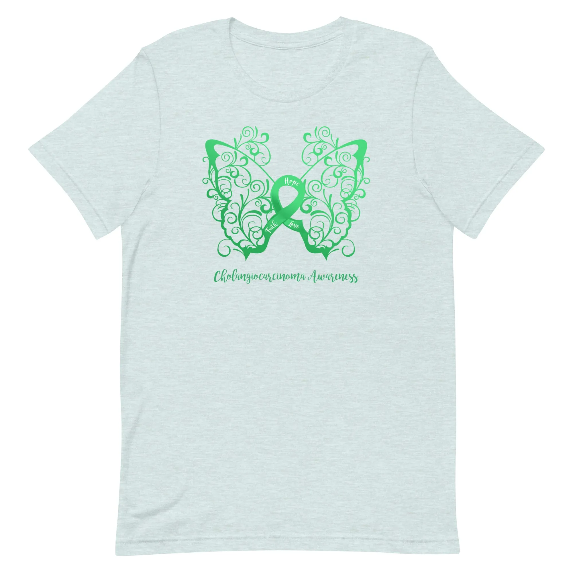 Cholangiocarcinoma Awareness Filigree Butterfly T-Shirt