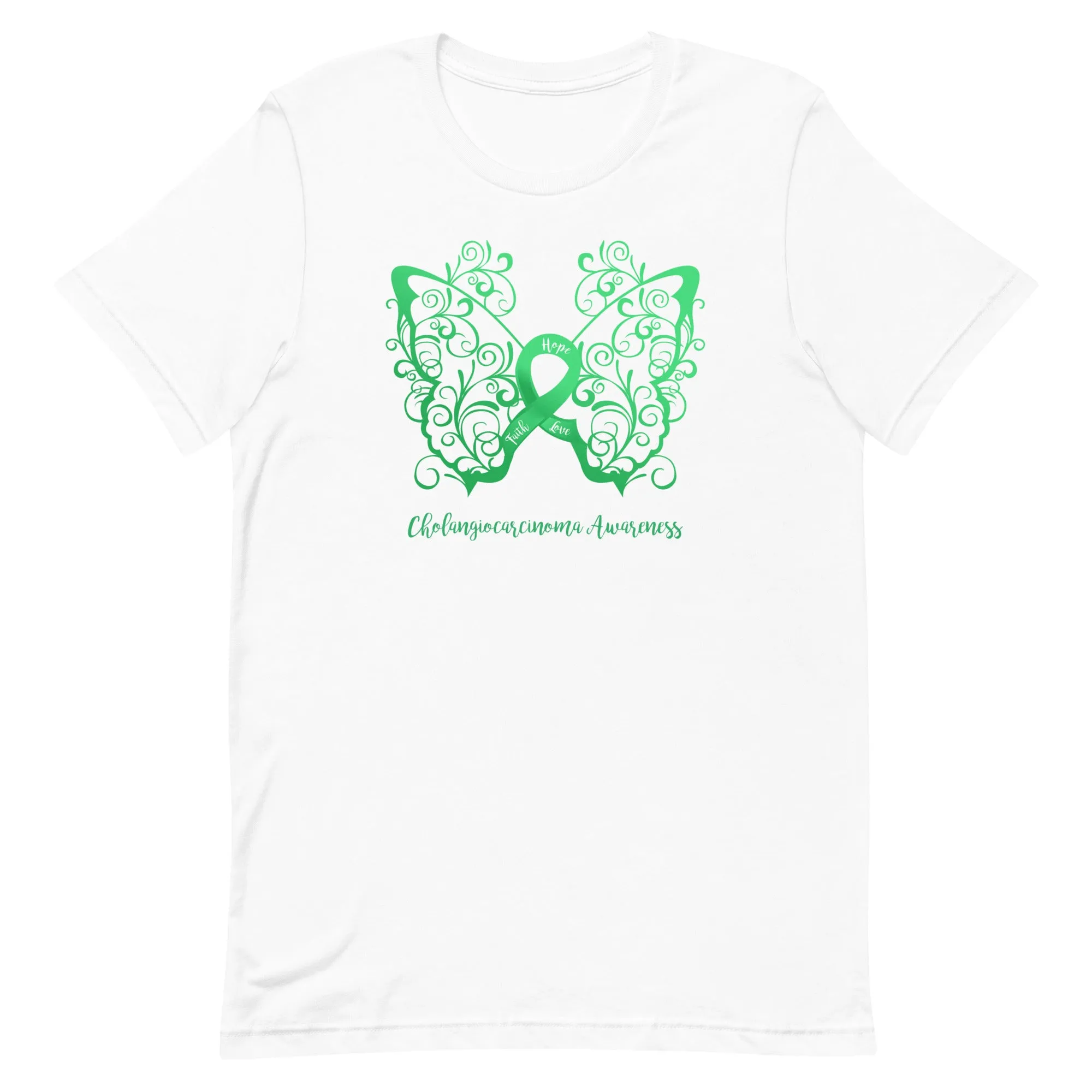 Cholangiocarcinoma Awareness Filigree Butterfly T-Shirt